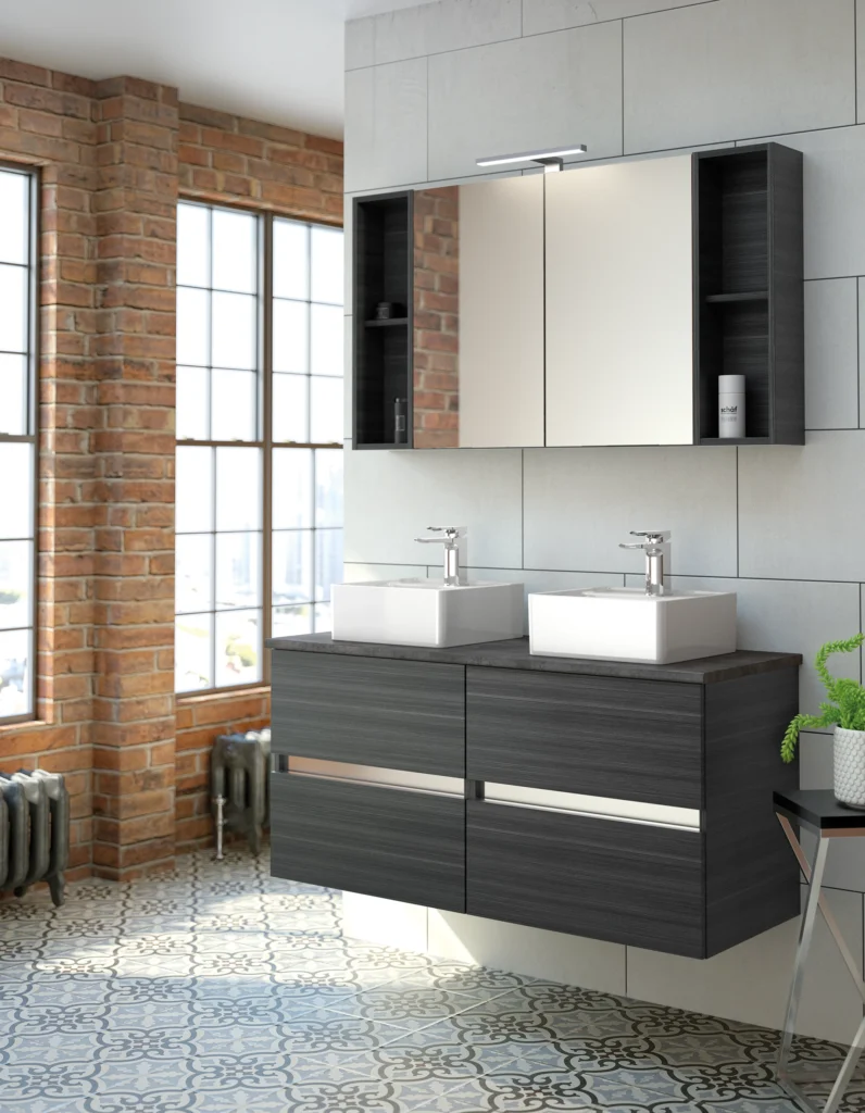 Qube Wall Mounted in Anthracite Strata with Chrome
