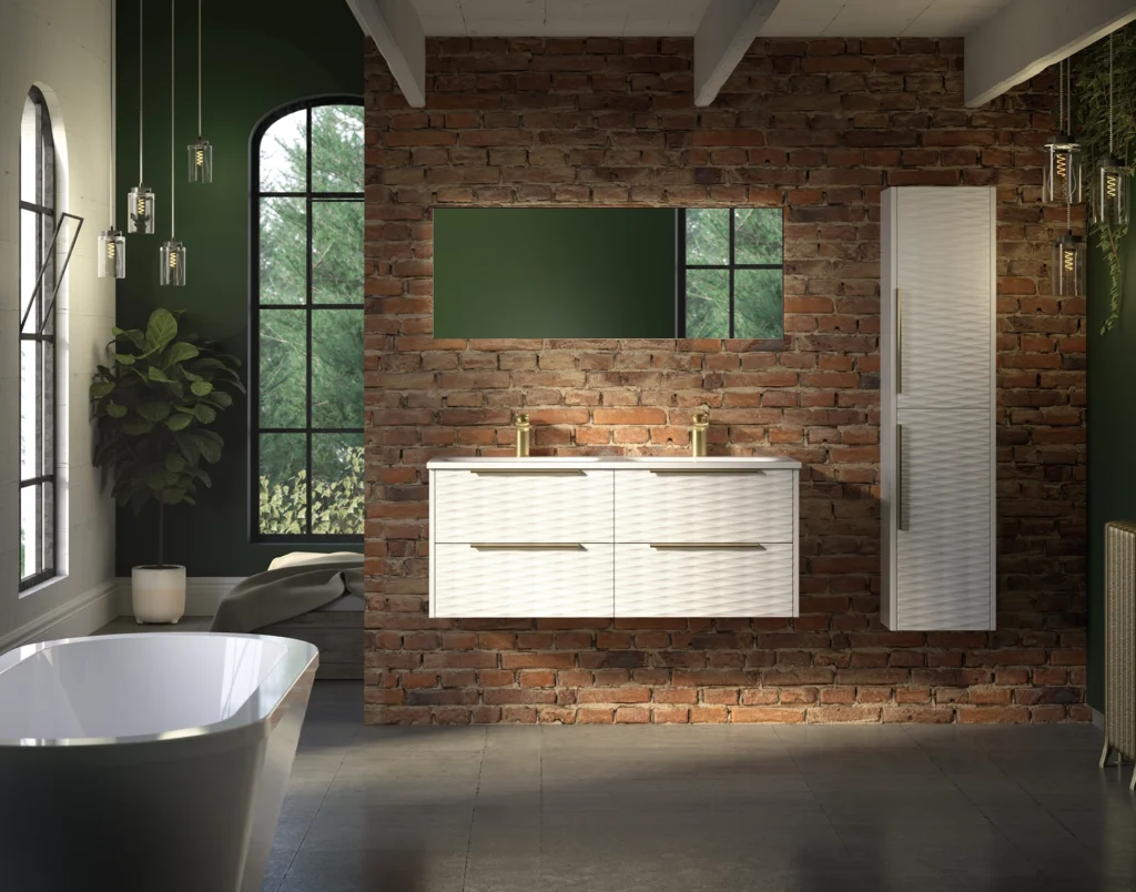 HeyU 1200mm Twin Washbasin Unit in White Gloss