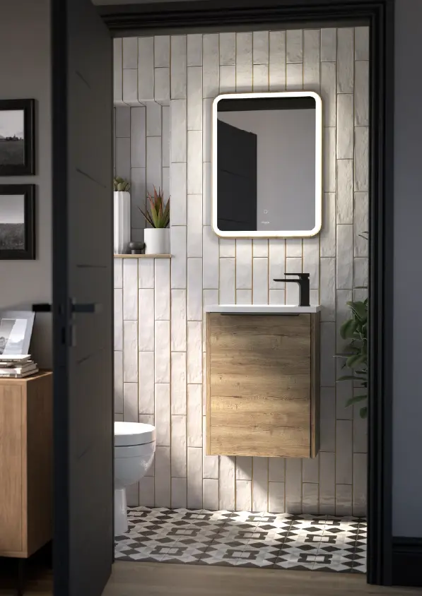 500mm Cloakroom Washbasin Unit in Dorchester Oak