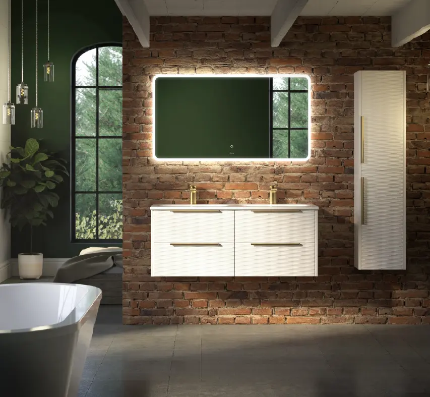 HeyU 1200mm Twin Washbasin Unit in White Gloss