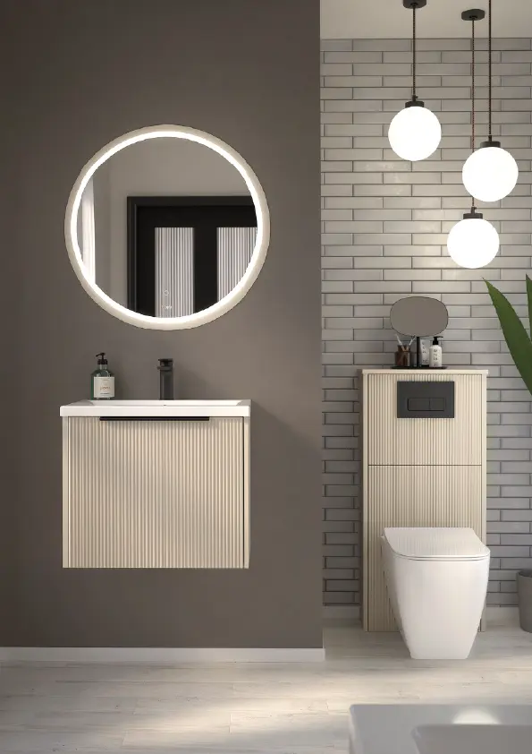 600mm Washbasin Unit in Sandy Ecru