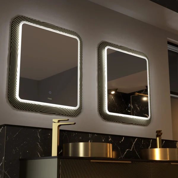 GlowLux Ripple mirror in Iridescent Bronze, Utopia