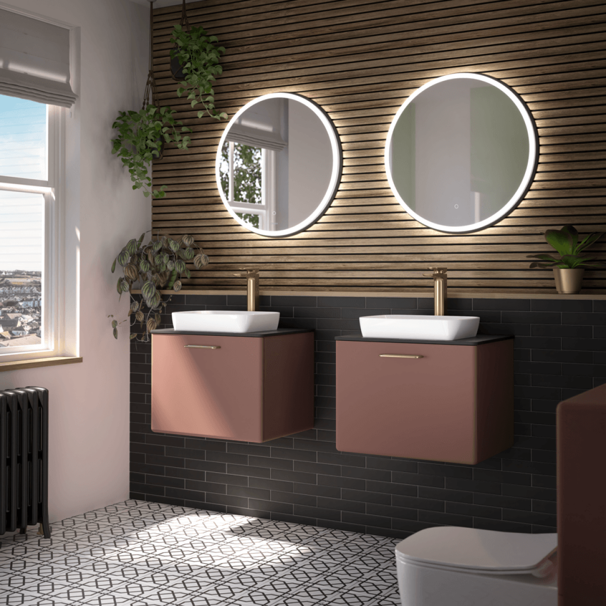 Single drawer washbasin unit in African Rose from the new Chic Collection, Utopia