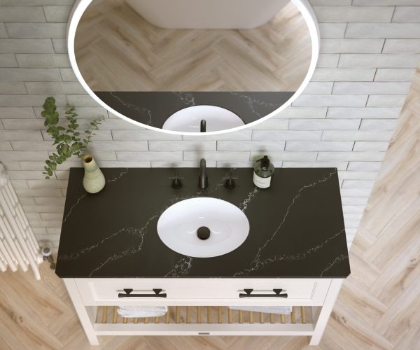Tempest Black 20mm solid surface worktop from Utopia